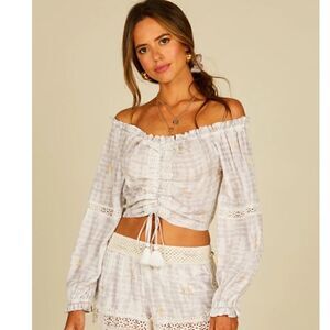 Surf Gypsy Crochet  Off Shoulder Crop Top